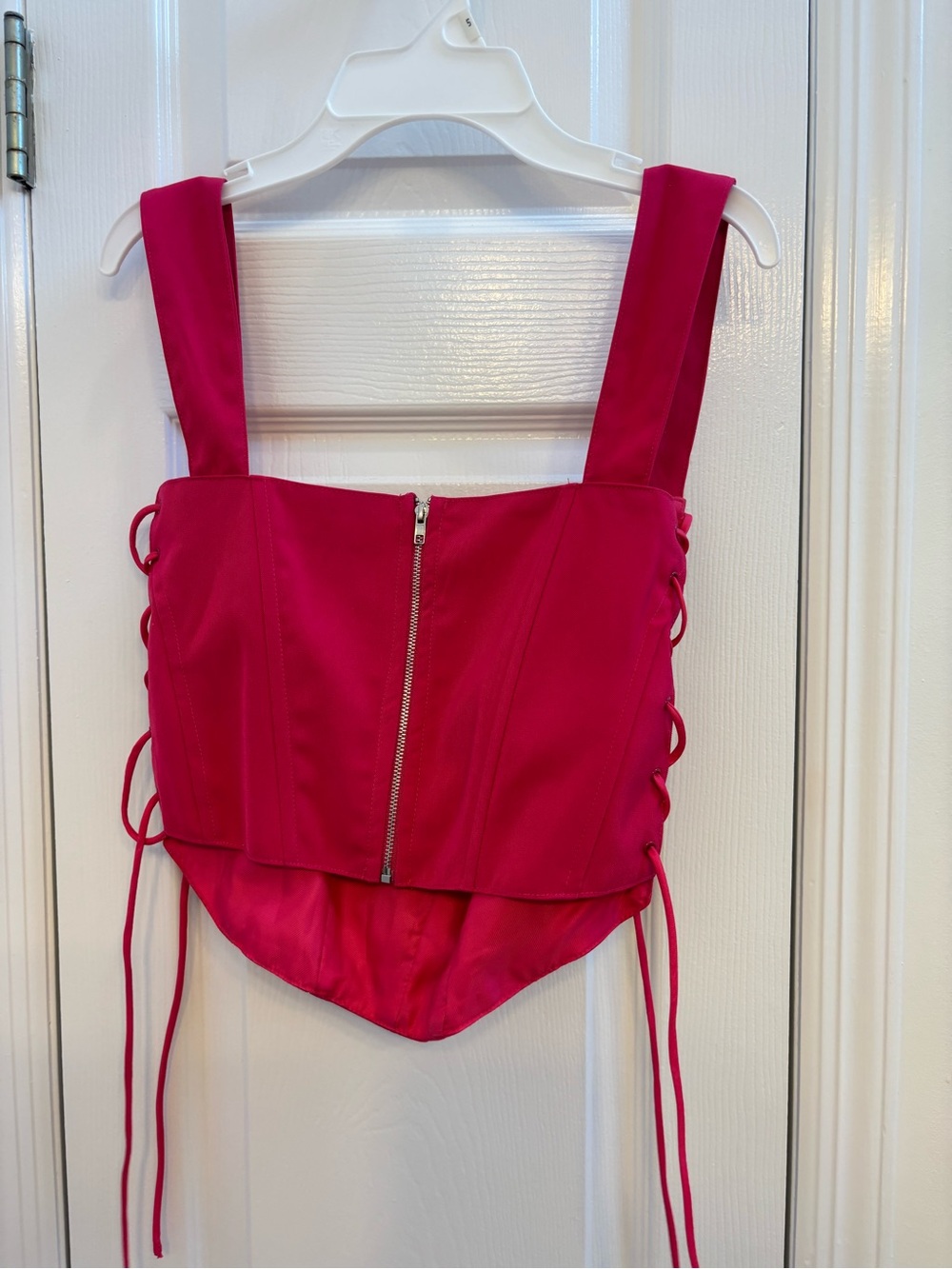 Edit by Nine Hot Pink Lace-Up Corset Top - Picture 3 of 3